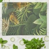 Linge De Cuisine Rousseau Tropical Jungle Lion Peinture (Plié)