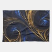 Linge De Cuisine Royal Blue Gold Abstrait Swirl (Horizontal)