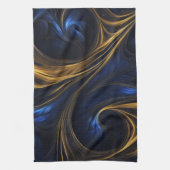 Linge De Cuisine Royal Blue Gold Abstrait Swirl (Vertical)