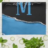 LINGE DE CUISINE ROYAL BLUE & SILVER AGATE (Plié)