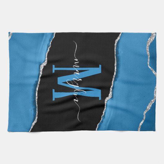 LINGE DE CUISINE ROYAL BLUE & SILVER AGATE (Horizontal)