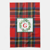 Linge De Cuisine Royal Stewart Christmas MONOGRAS Plaid Wreath (Vertical)