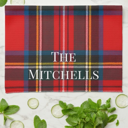 Linge De Cuisine Royal Stewart Rouge Plaid PERSONNALISER (Plié)