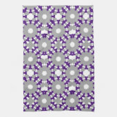 Linge De Cuisine Royal violet gris blanc Cercles connectés Motif (Vertical)