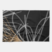 Linge De Cuisine Ruban abstrait moderne noir blanc et or (Horizontal)