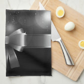 Linge De Cuisine Ruban noir et blanc (Quart Plié)