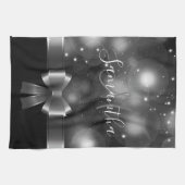 Linge De Cuisine Ruban noir et blanc (Horizontal)