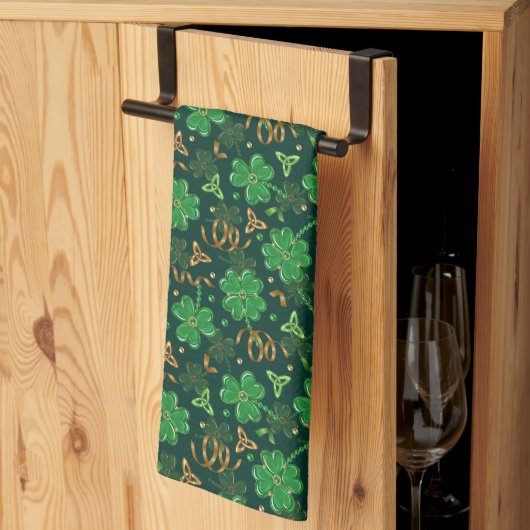 Linge De Cuisine Ruban Trèfle d'Or de la Saint-Patrick Chanceux Sha (Pliage en tiers)