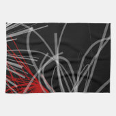 Linge De Cuisine Rubans Abstraits noirs blancs et rouges (Horizontal)