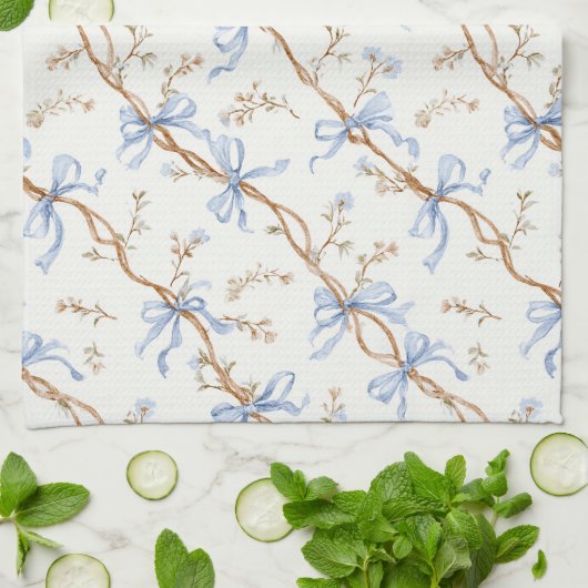 Linge De Cuisine Rubans Bleus Crème (Plié)