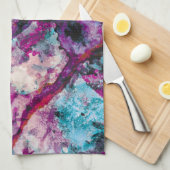 Linge De Cuisine Ruby et Sapphire Crystal Geode Abstrait (Quart Plié)
