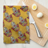 Linge De Cuisine Ruby Pomegranate Heart Red Bird Hamsa (Quart Plié)