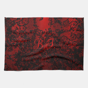 Linge De Cuisine Ruby red black stylish floral vibrant élégant
