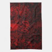 Linge De Cuisine Ruby red black stylish floral vibrant élégant (Vertical)