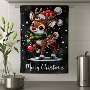 Linge De Cuisine Rudolph Le Nez Rouge Noël