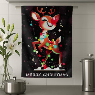 Linge De Cuisine Rudolph Le Nez Rouge Noël