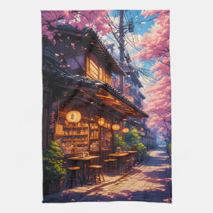 Linge De Cuisine Rue des fleurs de cerisier