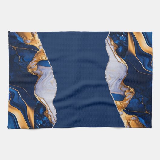 Linge De Cuisine Runner table AGATE MARBRE BLEU (Horizontal)