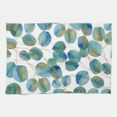 Linge De Cuisine Russe Aquarelle Eucalyptus Feuilles (Horizontal)