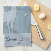 Linge De Cuisine Russe Bleu Bois Reindeer Pays Noël (Quart Plié)
