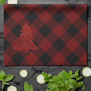 Linge De Cuisine Russe Red Christmas Tree Moderne Plaid Holiday
