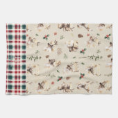 Linge De Cuisine Russe Reindeer Farmhouse Nom de famille Monogramme (Horizontal)