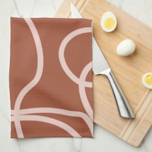 Linge De Cuisine Rust Terracotta Moderne Ligne minimes Brush Stroke