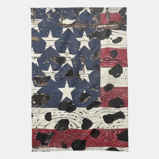 Linge De Cuisine Rustic American Flag Leopard Print (2) (Vertical)