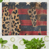 Linge De Cuisine Rustic American Flag Leopard Print (3) (Plié)