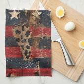 Linge De Cuisine Rustic American Flag Leopard Print (3) (Quart Plié)