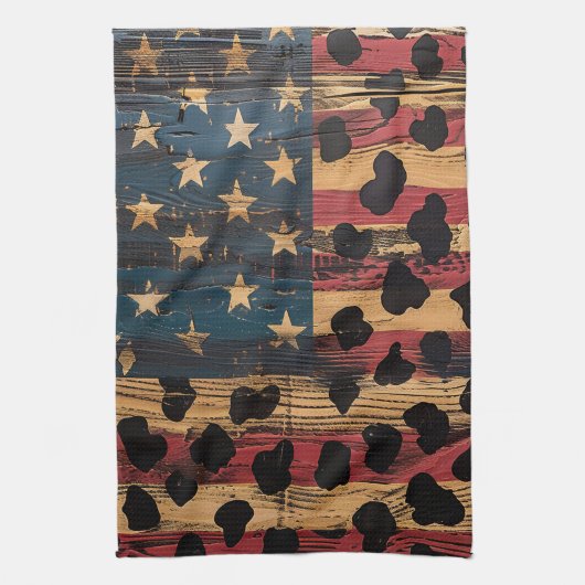 Linge De Cuisine Rustic American Flag Leopard Print (4) (Vertical)