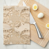 Linge De Cuisine Rustic Antique Musical Notes (Quart Plié)