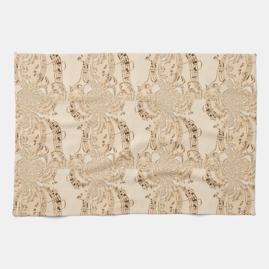 Linge De Cuisine Rustic Antique Musical Notes (Horizontal)