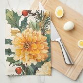 Linge De Cuisine Rustic Bird et Poinsettia Motif de Noël (9) (Quart Plié)