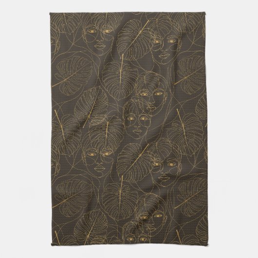 Linge De Cuisine Rustic Botanical Face Line Pattern (1) (Vertical)