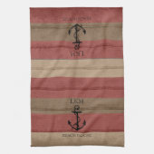 Linge De Cuisine Rustic Brown and Red Wood Nautical - Monogram (Vertical)