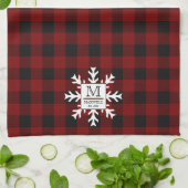 Linge De Cuisine Rustic Buffalo Checks Snowflake Monogramme Nom Ann (Plié)
