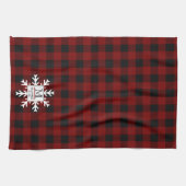 Linge De Cuisine Rustic Buffalo Checks Snowflake Monogramme Nom Ann (Horizontal)
