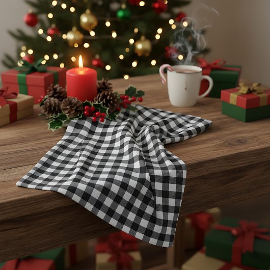 Linge De Cuisine Rustic Christmas Black & White Buffalo Plaid 