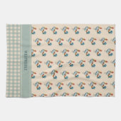 Linge De Cuisine Rustic Country Checks Monogramme de coq | Nom (Horizontal)