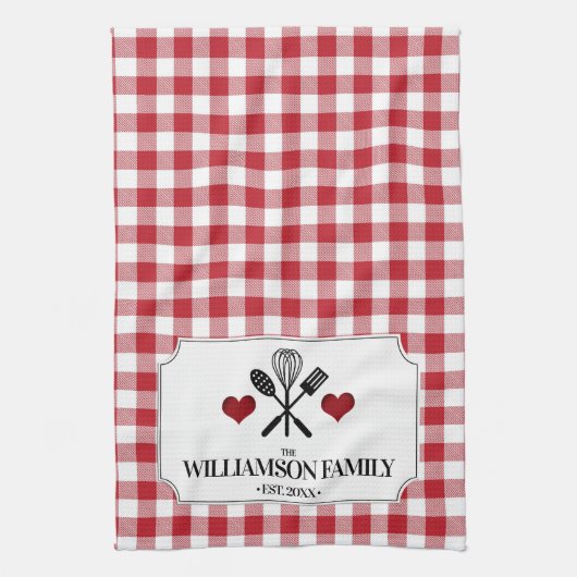 Linge De Cuisine Rustic Country Kitchen Nom de famille (Vertical)