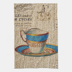 Linge De Cuisine Rustic english country tea party blue teacup