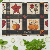 Linge De Cuisine Rustic Fall Quilt Motif | Patchwork agricole (Plié)