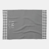 Linge De Cuisine Rustic Farmhouse Nom de famille Monogram Grey (Horizontal)