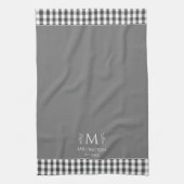 Linge De Cuisine Rustic Farmhouse Nom de famille Monogram Grey (Vertical)