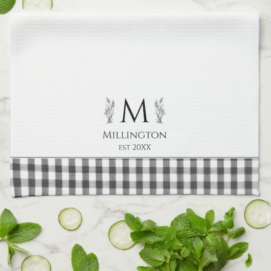 Linge De Cuisine Rustic Farmhouse Nom de famille Monogramme (Plié)