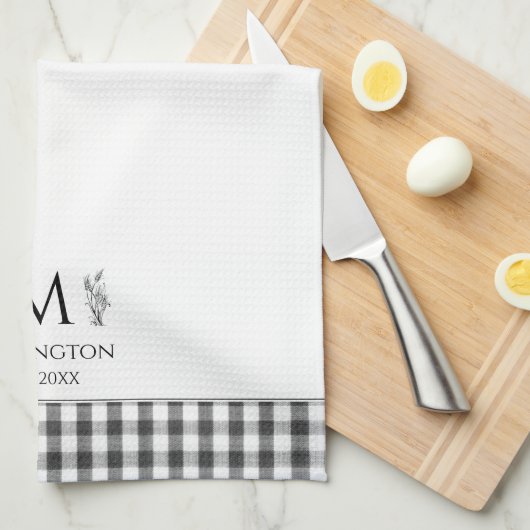 Linge De Cuisine Rustic Farmhouse Nom de famille Monogramme (Quart Plié)