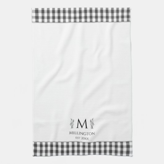 Linge De Cuisine Rustic Farmhouse Nom de famille Monogramme (Vertical)