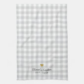 Linge De Cuisine Rustic Gold Heart et Soft Grey Buffalo Check (Vertical)