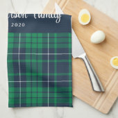 Linge De Cuisine Rustic Green Blue Nom de famille Plaid (Quart Plié)